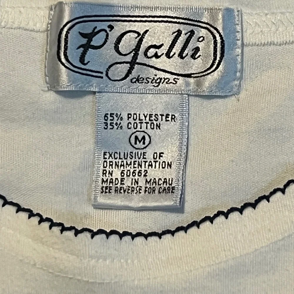 Vintage P Galli Designs Jam Jelly Strawberry Embroidered Top Cream Medium